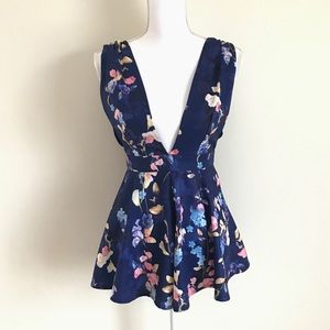 LATISTE navy blue floral romper - size S (NWOT)